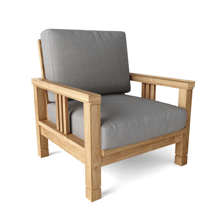 South Bay Teak 3-Piece Outdoor Conversation Set with Gray Cushions
