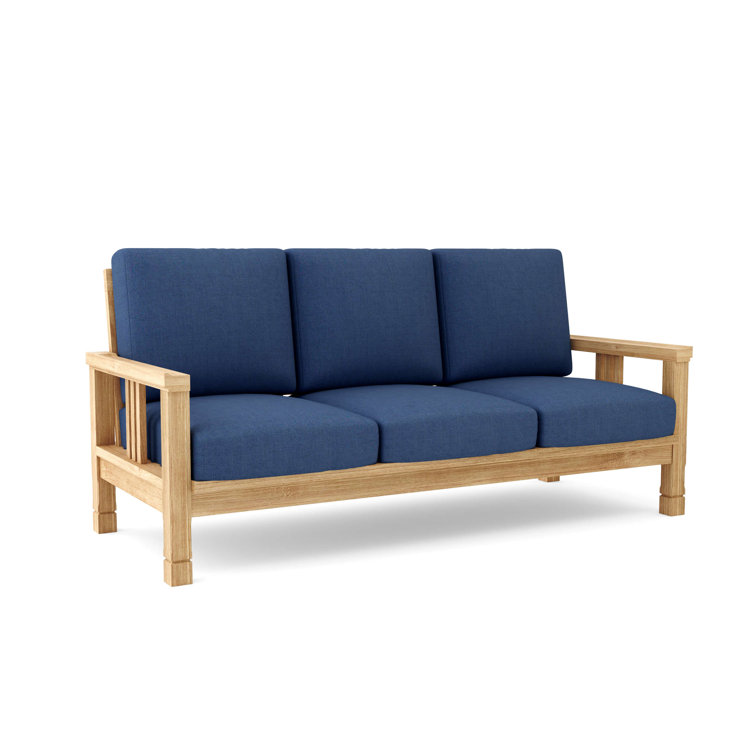 South Bay Teak 3-Seat Outdoor Sofa with Sunbrella Cushions