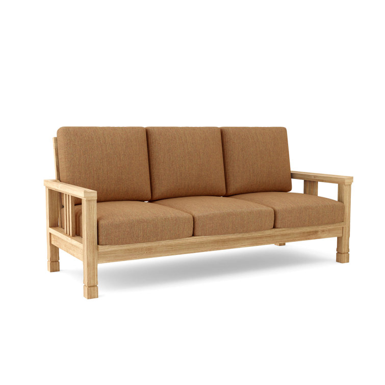South Bay Teak 3-Seat Outdoor Sofa with Sunbrella Cushions