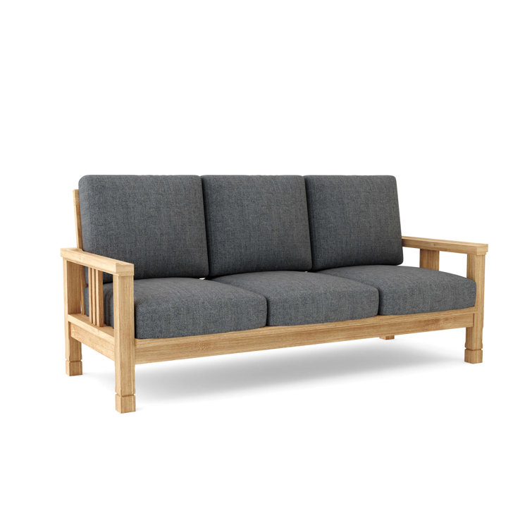 South Bay Teak 3-Seat Outdoor Sofa with Sunbrella Cushions
