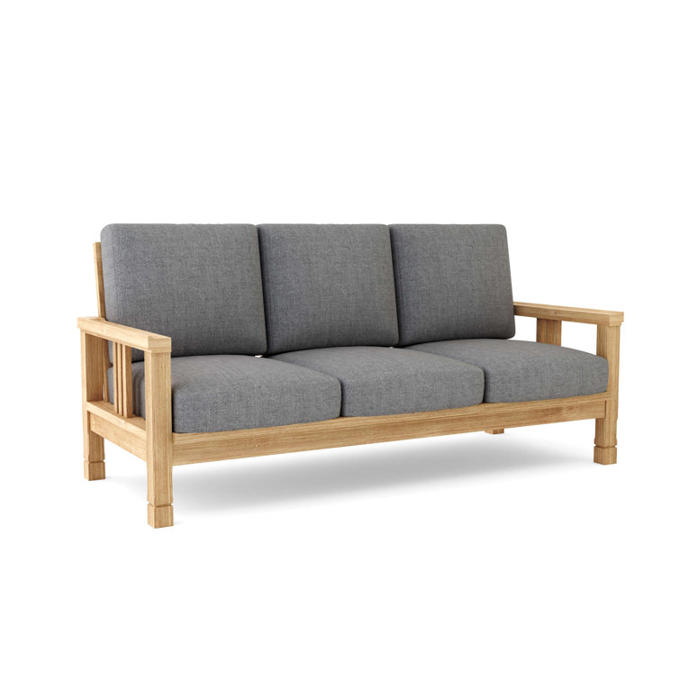 South Bay Teak 3-Seat Outdoor Sofa with Sunbrella Cushions
