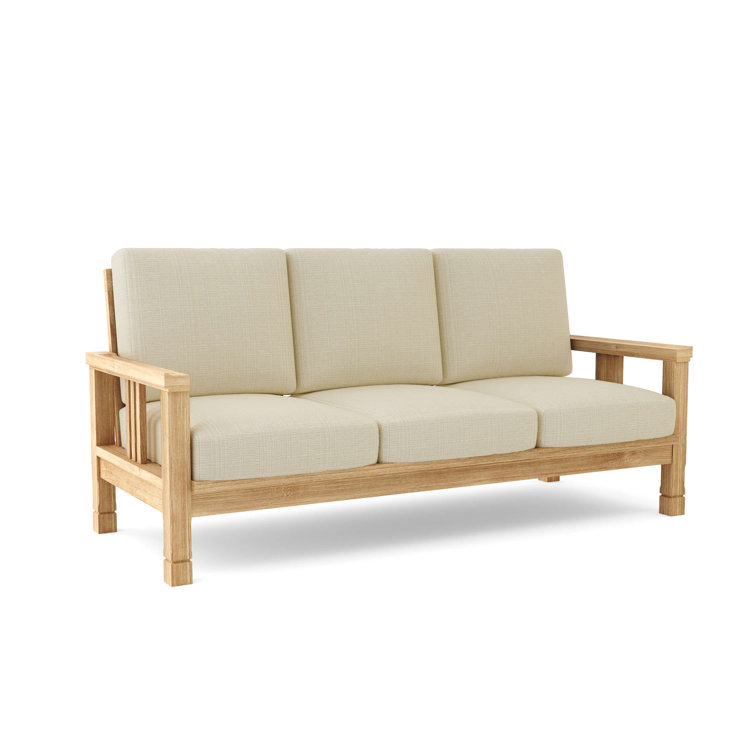 South Bay Teak 3-Seat Outdoor Sofa with Sunbrella Cushions