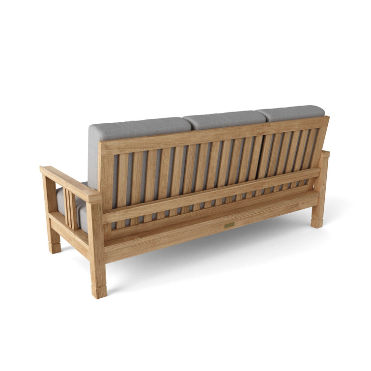 South Bay Teak 3-Seat Outdoor Sofa with Sunbrella Cushions