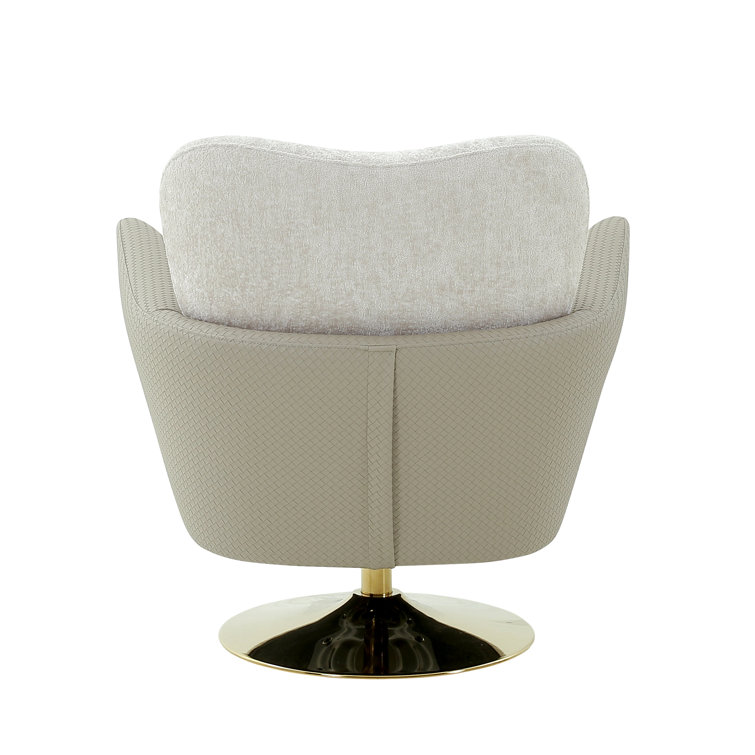 Mercer Beige Upholstered Swivel Accent Chair with Gold Base
