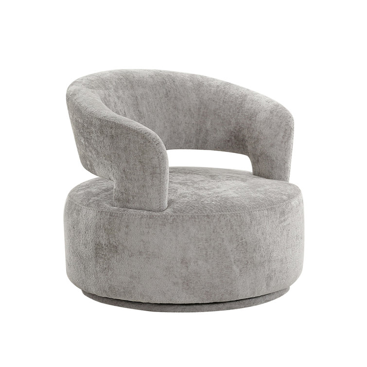 Piagia Luxe Silver Fabric Swivel Barrel Chair