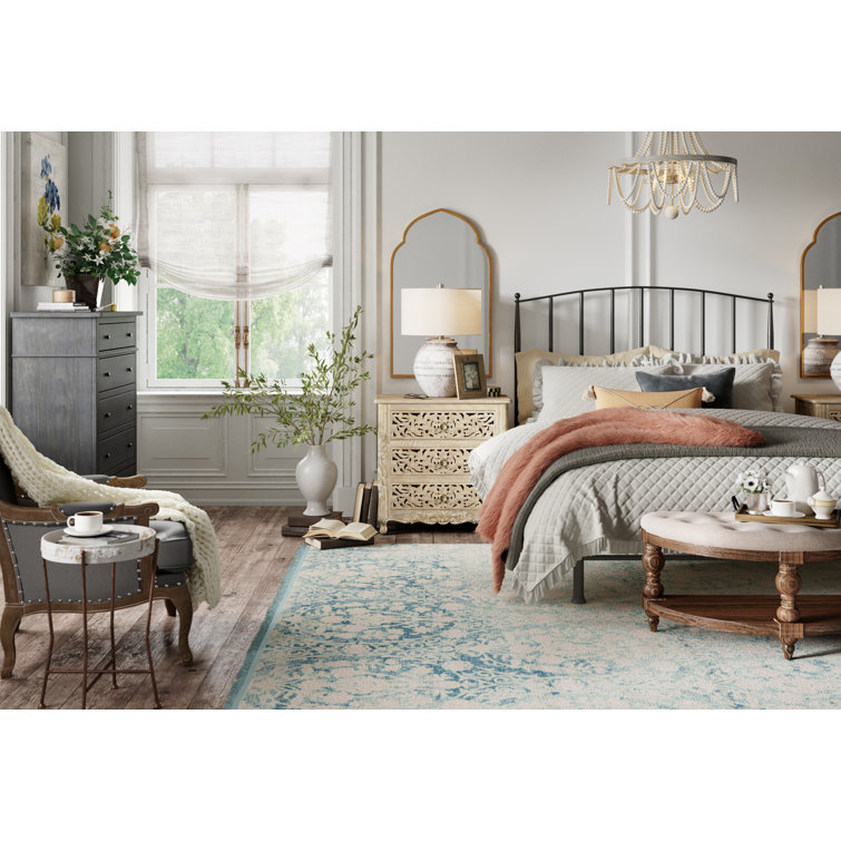 Whitney Classic Queen Metal Bed with Tapered Posts and Slats