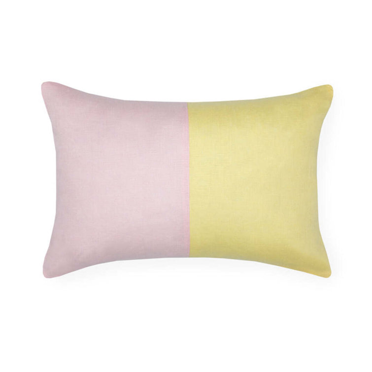 Carnation and Yellow Cotton Rectangular Lumbar Pillow