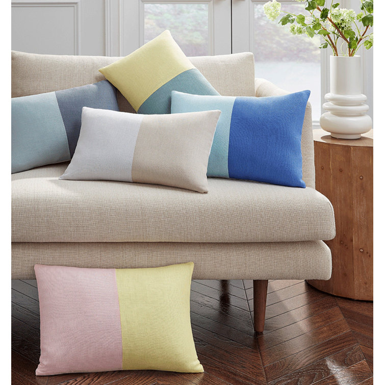 Carnation and Yellow Cotton Rectangular Lumbar Pillow