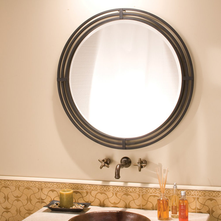 Asana Black Wrought Iron Round Framed Mirror
