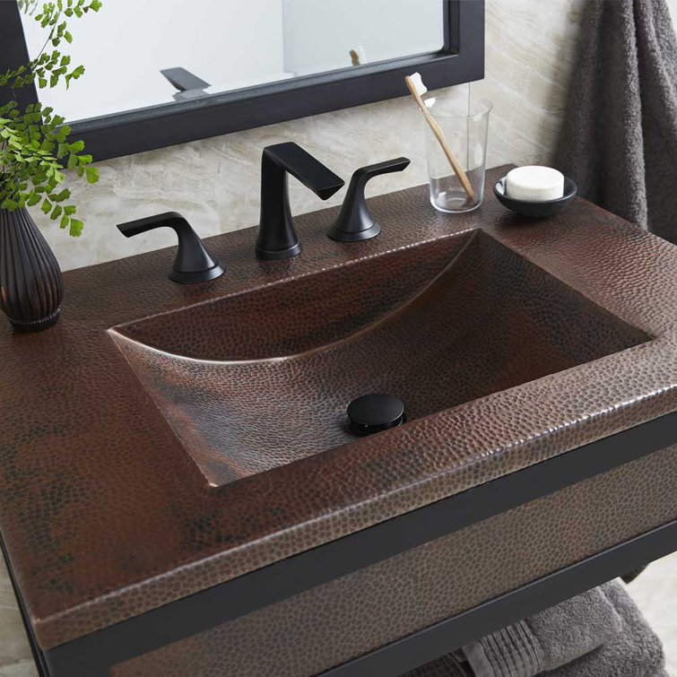 Antique Copper Hand Hammered Single Bathroom Vanity Top with Sink