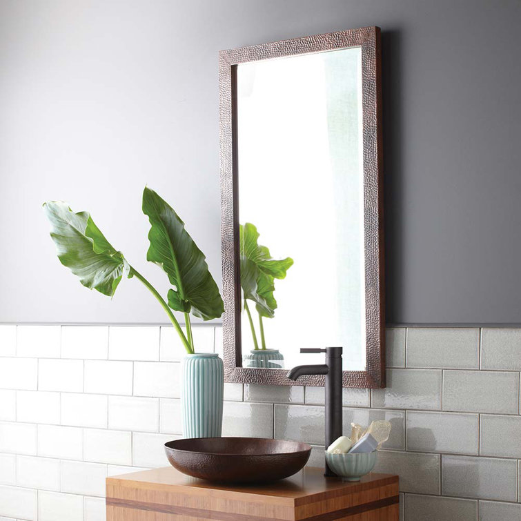 Milano Antique Copper Rectangular Bathroom Vanity Mirror