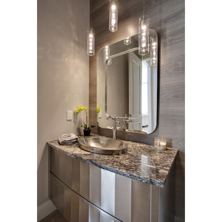 Brushed Nickel Hand Hammered Oval Copper Drop-In Sink