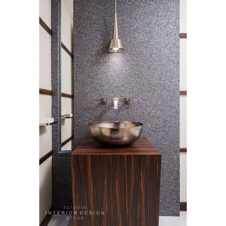 Brushed Nickel Hand Hammered Round Copper Vessel Sink