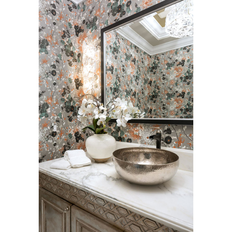 Brushed Nickel Hand Hammered Round Copper Vessel Sink