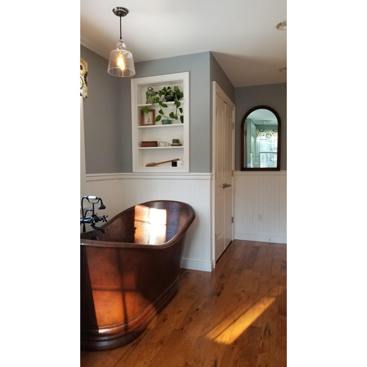 60" Antique Copper Pedestal Soaking Bathtub