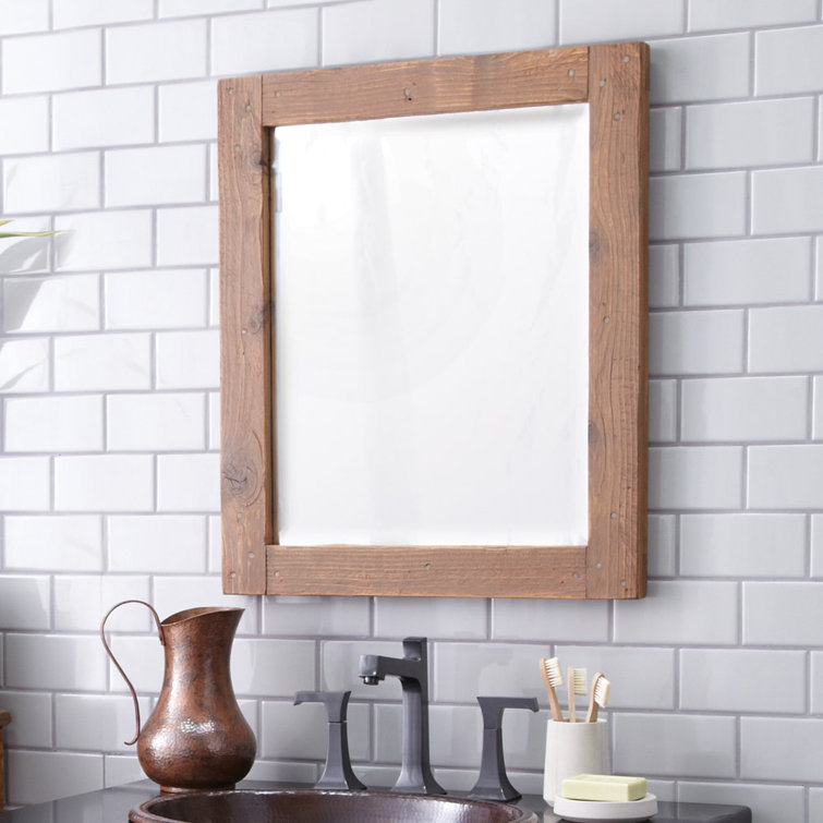 Chestnut Rectangular Wood Framed Bathroom Vanity Mirror
