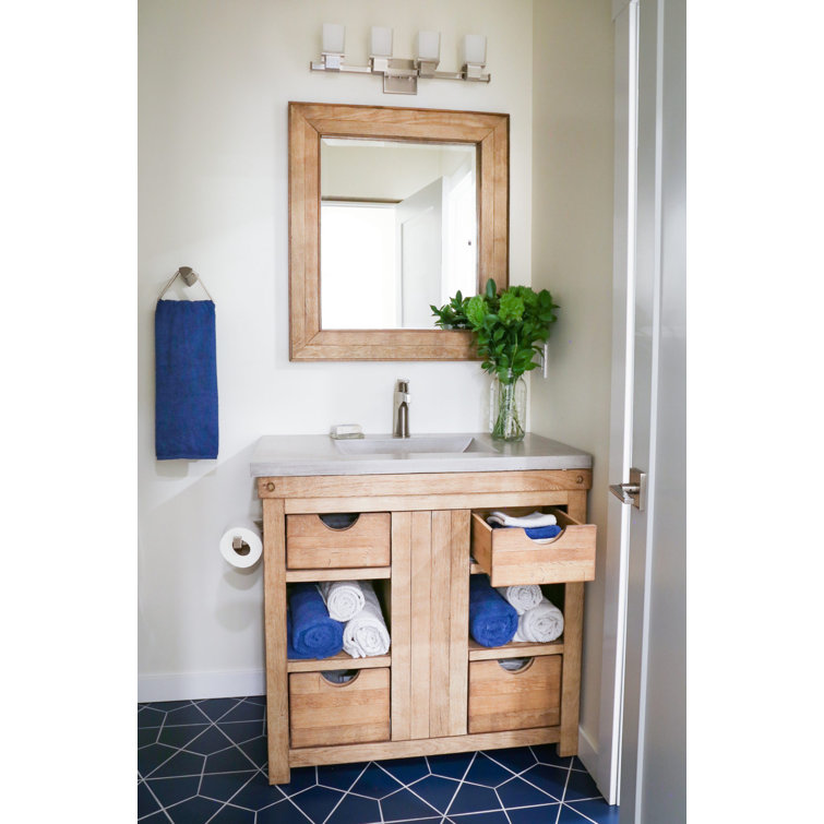 Chestnut Rectangular Wood Framed Bathroom Vanity Mirror