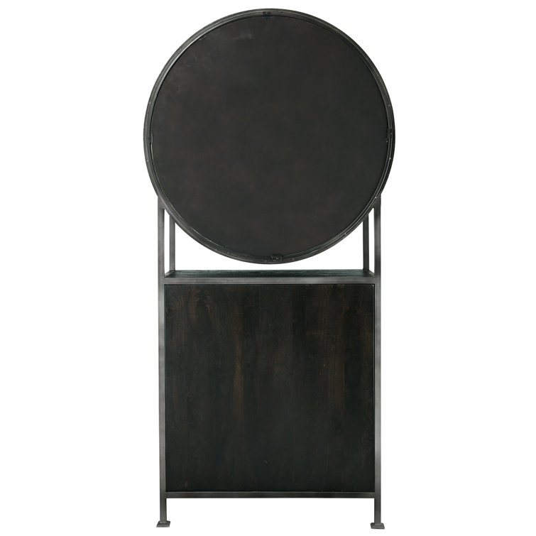 Aged Mocha Hardwood 39.75'' Bar Cabinet with Iron-Finished Frame