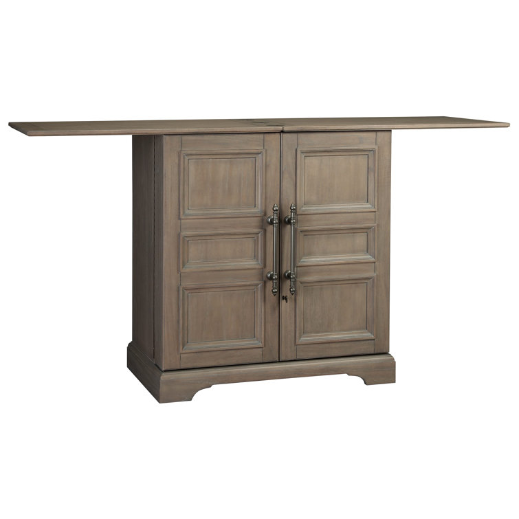 Gray Brown Hardwood Transitional Bar Cabinet