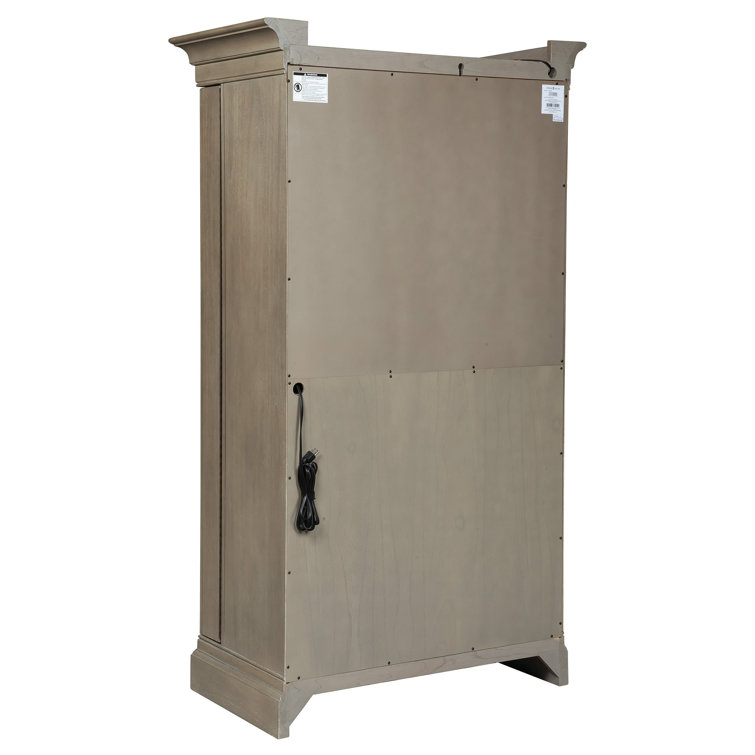 Aged Gray Distressed Wood 43'' Bar Cabinet with Drawers