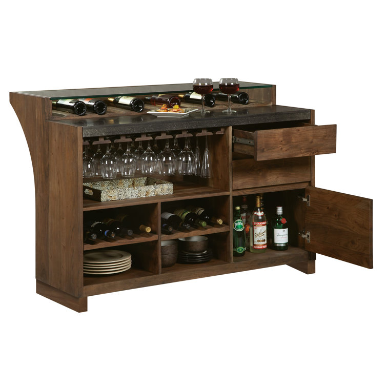 54'' Walnut Solid Wood Wine Vault Bar