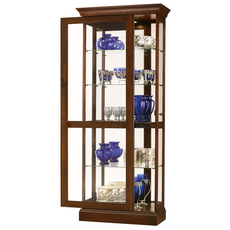 Brown Lighted Traditional Glass Curio Cabinet