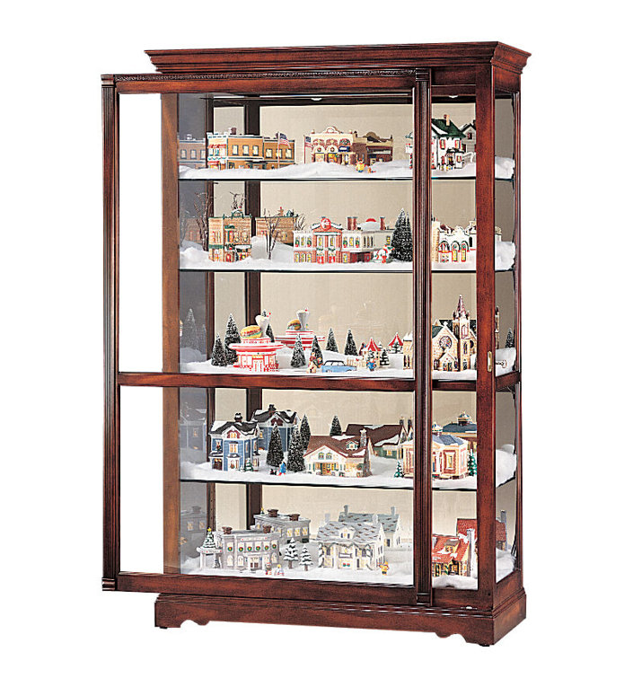 Windsor Cherry Lighted Traditional Curio Cabinet
