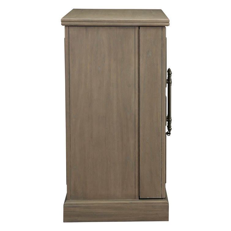Gray Brown Hardwood Transitional Bar Cabinet
