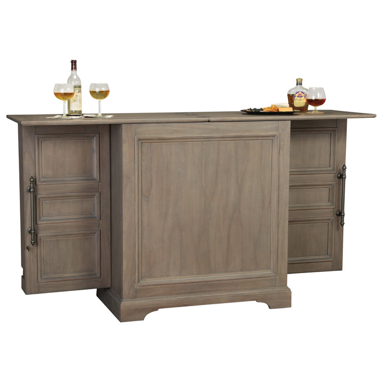 Gray Brown Hardwood Transitional Bar Cabinet