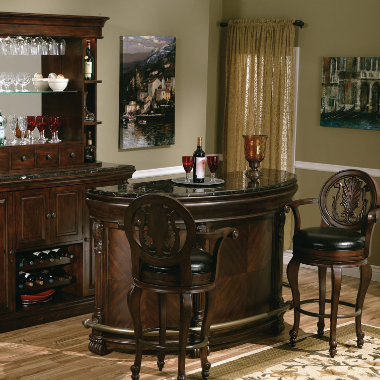 Niagara Demilune Rustic Cherry Bar with Italian Marble Top