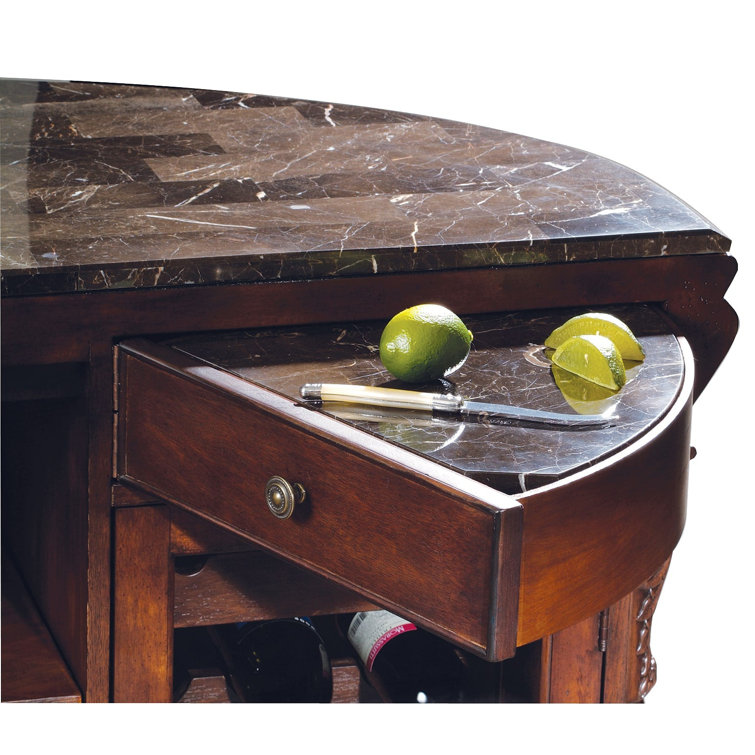Niagara Demilune Rustic Cherry Bar with Italian Marble Top