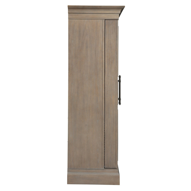 Aged Gray Distressed Wood 43'' Bar Cabinet with Drawers