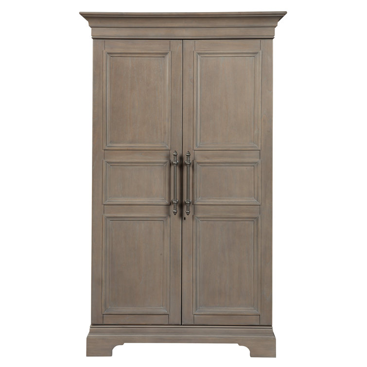 Aged Gray Distressed Wood 43'' Bar Cabinet with Drawers
