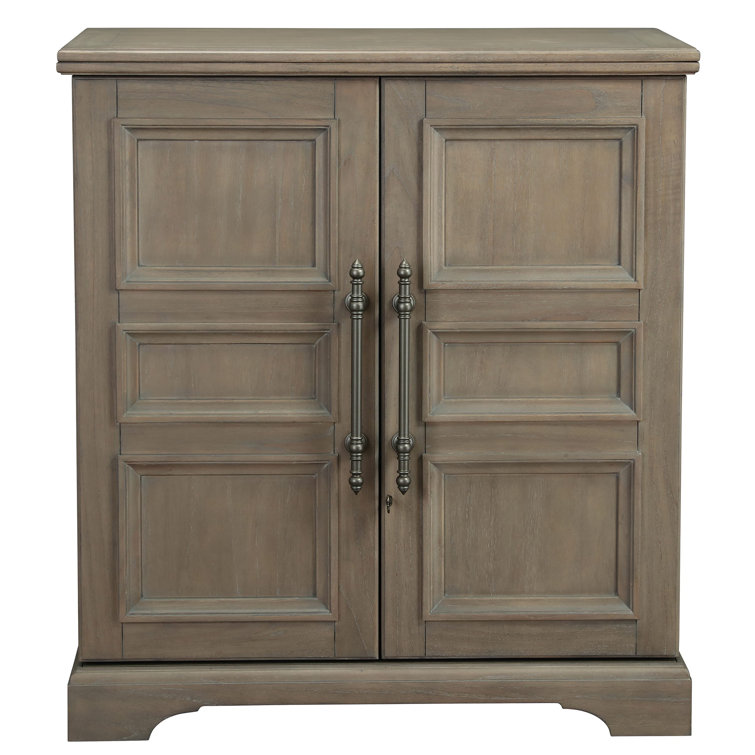 Gray Brown Hardwood Transitional Bar Cabinet