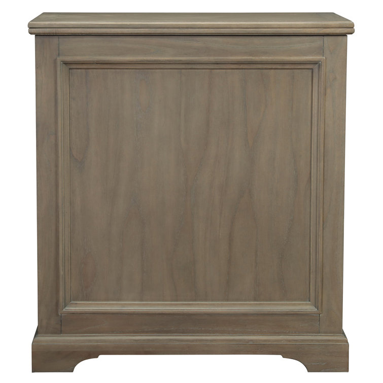 Gray Brown Hardwood Transitional Bar Cabinet