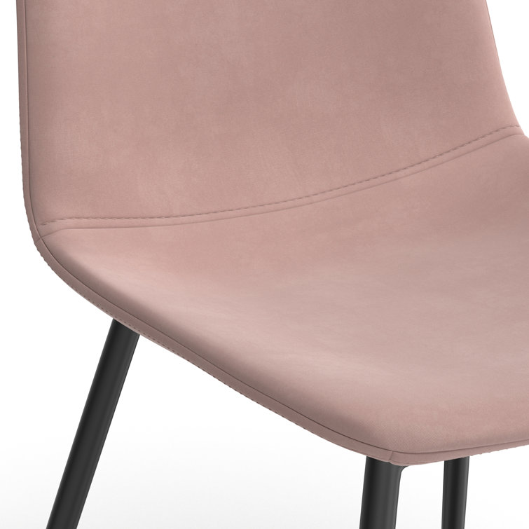 Blush Velvet Upholstered Metal Frame Side Chair Set
