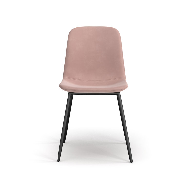 Blush Velvet Upholstered Metal Frame Side Chair Set