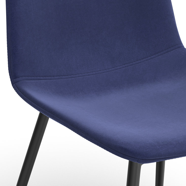 Sapphire Velvet Mid-Century Modern Side Chair with Metal Legs