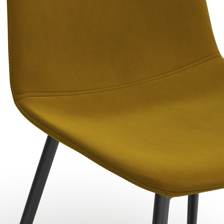 Vintage Gold Velvet Upholstered Side Chair with Metal Legs