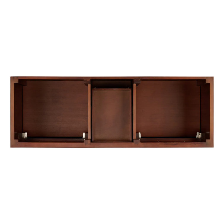 60" Antique Brown Mahogany Double Vanity with Carrara Marble Top