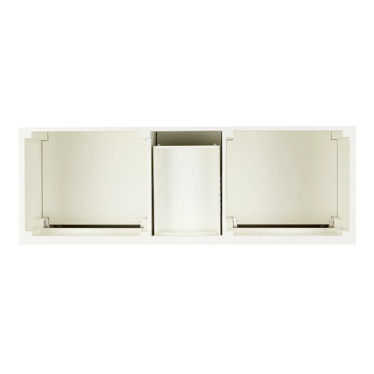 60" Soft White Double Bathroom Vanity with Carrara Marble Top