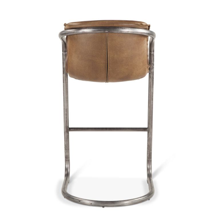 Chiavari Chestnut Leather and Metal Bar Stool