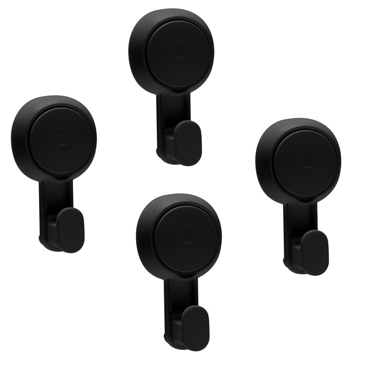 Matte Black Gel Suction Power Wall Mounted Hook Set