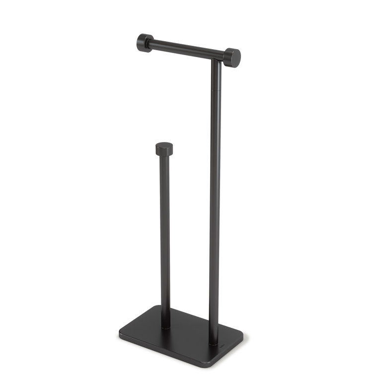 Black Freestanding Toilet Paper Holder with Reserve
