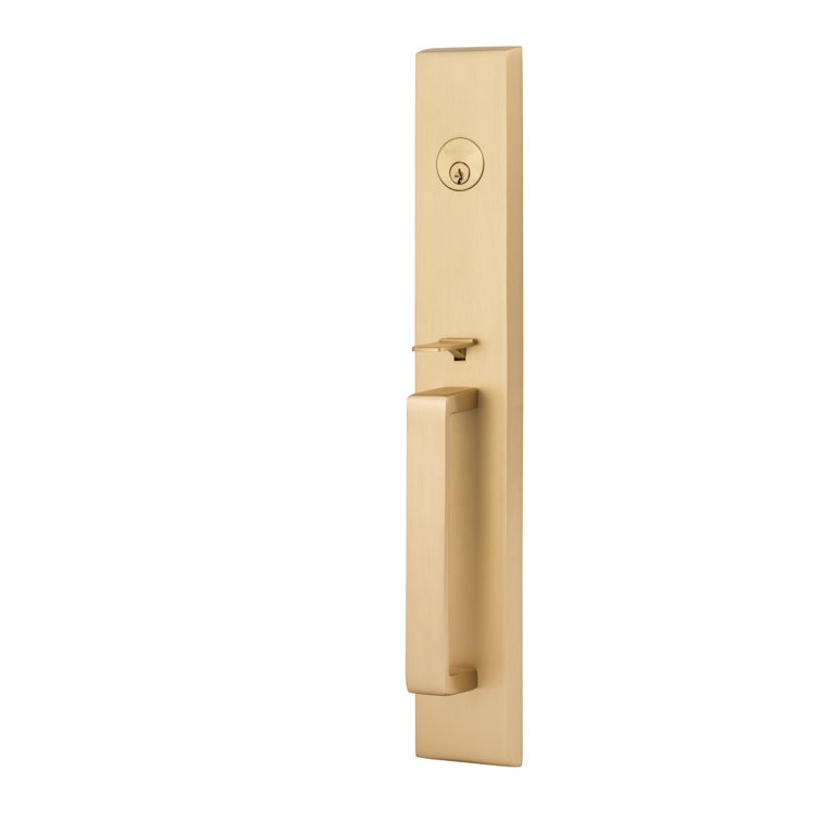 Satin Brass Solid Dummy Handleset with Lever