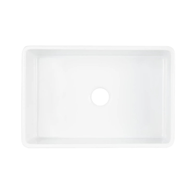 Curington 33" White Fireclay Farmhouse Sink with Fluted Apron
