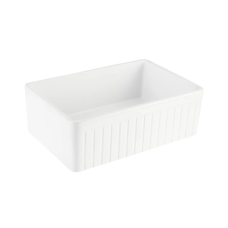 Curington 33" White Fireclay Farmhouse Sink with Fluted Apron