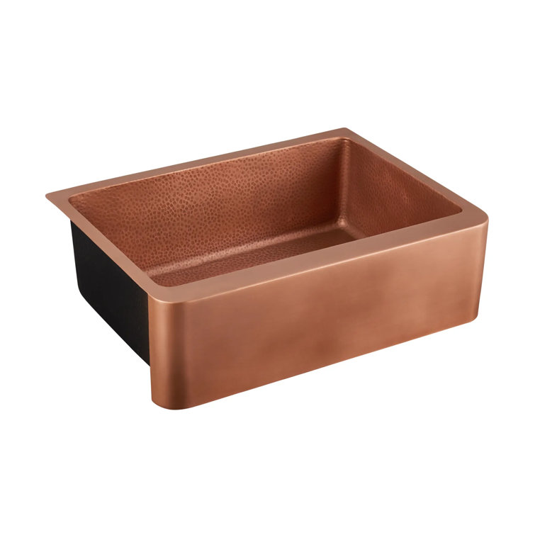 30'' Copper Farmhouse Apron Sink with Hammered Texture