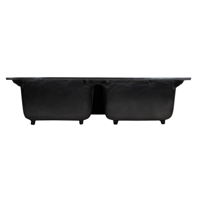 33'' White Cast Iron Double-Bowl Farmhouse Sink