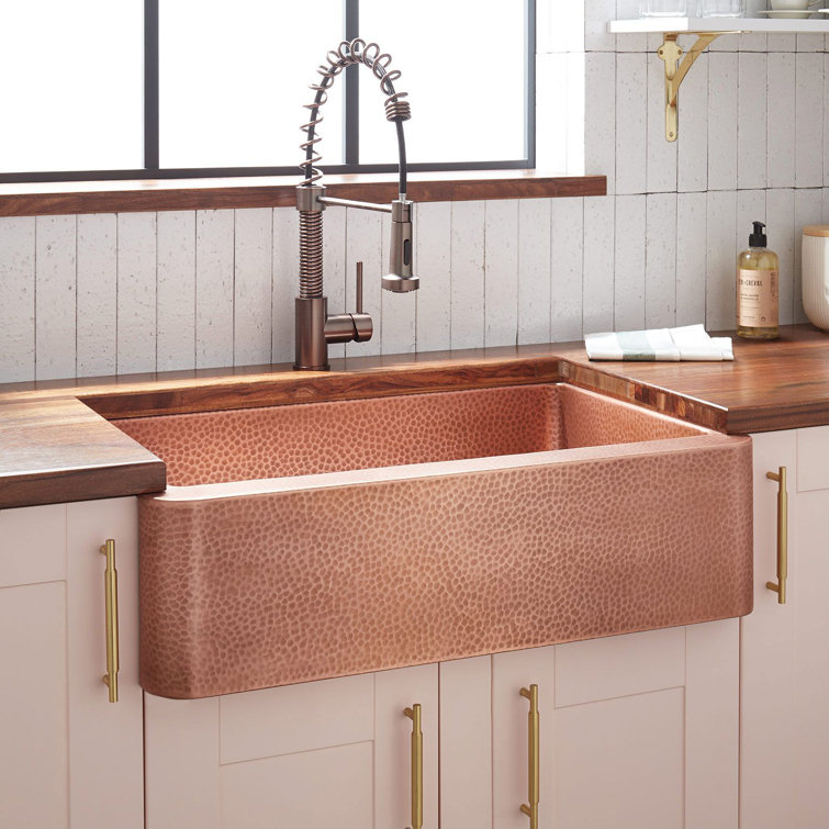 33'' Hammered Copper Farmhouse Apron Sink
